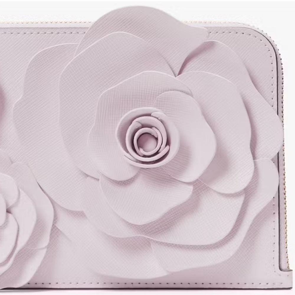Last one! New Kate Spade Flora Flower Medium L-Zip Wristlet # KK972 - Picture 7 of 9